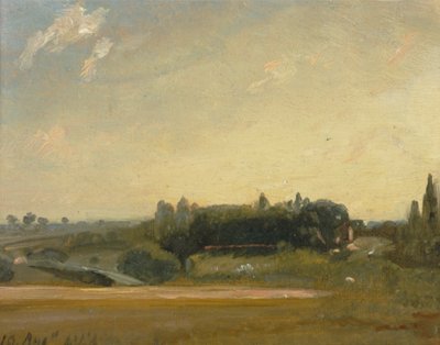 Uitzicht richting de pastorie, East Bergholt door John Constable